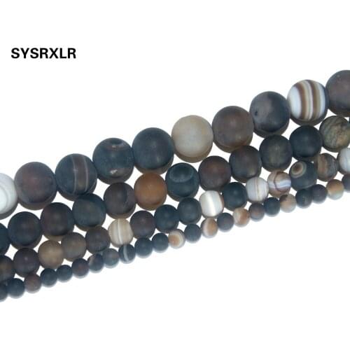 Free Shipping Natural Stone Dull Polish Matte Coffee Stripes Agates Beads For Jewelry Making DIY Bracelet Necklace 4/6/8/10 MM