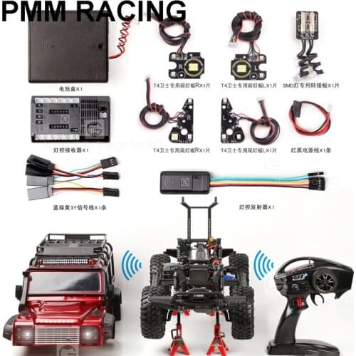 Wireless 4 channels SMD light set linkage light group lamp control + lamp board For 1/10 RC Crawler Car Traxxas TRX4 Defender