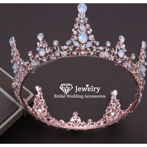CC Tiaras and Crowns Wedding Hair Accessories for Women Bridesmaids Party Vintage Crown Jewellry Pageant Large Hairbands KC22