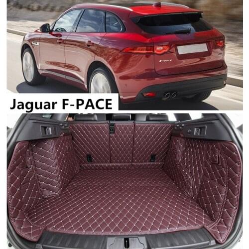 For Jaguar F-PACE 2016 2017 2018 Full Rear Trunk Tray Liner Cargo Mat Floor Protector foot pad mats Embroidery Leather