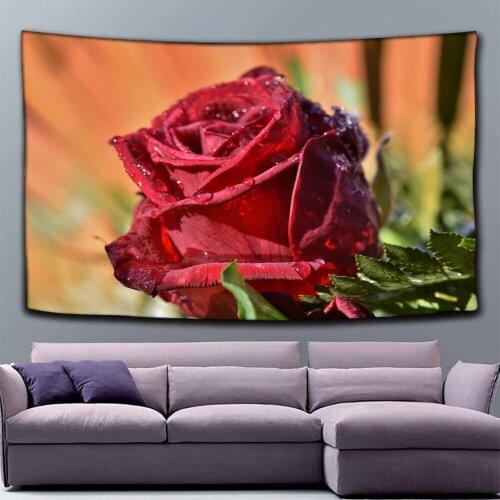 Tapestry Wall Hanging Custom Flowers Red Rose Bedroom Living Room Blanket Yoga Beach Towel Tablecloth