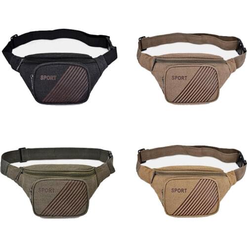 Unisex Outdoor Sports Waist Bag Waterproof Wear-resistant Canvas Messenger Bag Tactical Waist Bag Gym Waist Bag