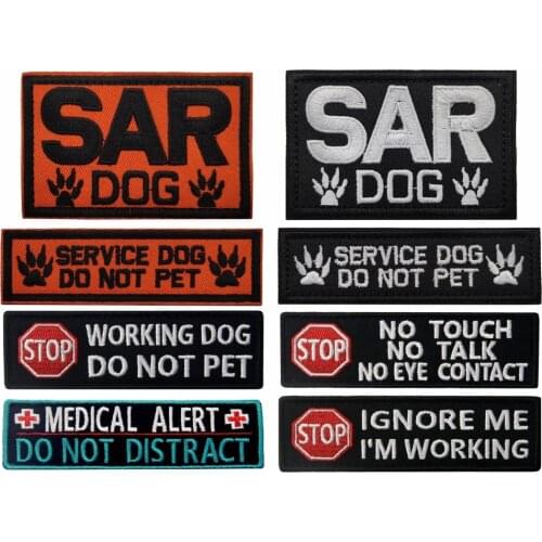 SAR Dog Embroidery Patch Do Not Pet Medical Alert Dog Sewing Decorative Embellishment Military Service Dog Tactical Patches