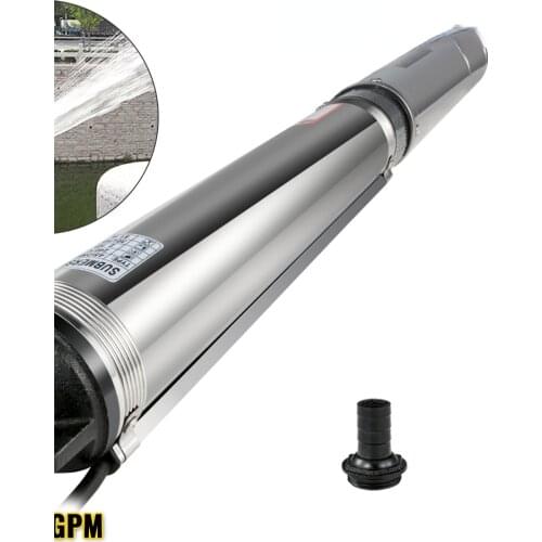 2HP Deep Well Pump 220V 4 Inch Submersible Pump 440FT Head 42GPM for Farmland Irrigation Stainless Steel Solar Water Pump