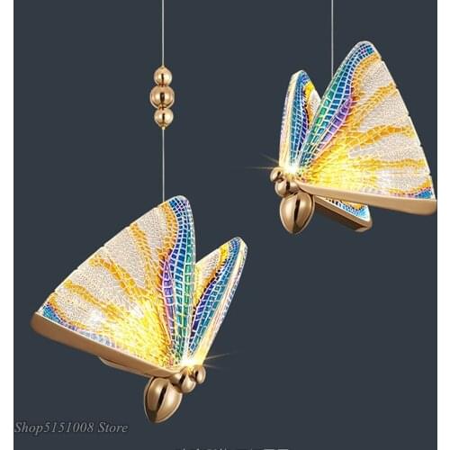 New Butterfly Pendant lamp Nordic luxury staircase lamp bedside chandelier minimalist bedroom lamp hall restaurant art lamp Deco