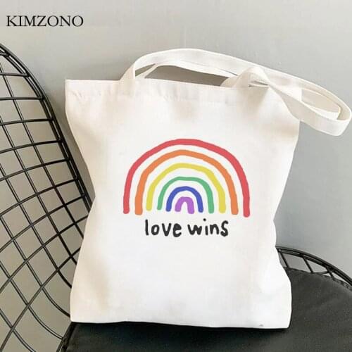 Rainbow Lipes Lgbt shopping bag bolso jute bag bolsa handbag cotton grocery bag fabric woven custom