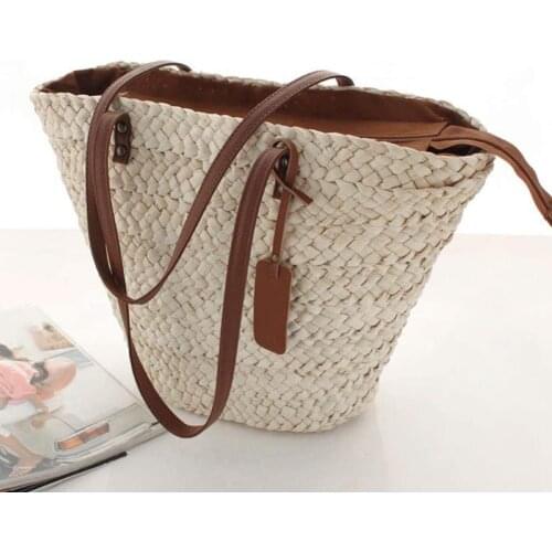 New Fashion Women Straw Woven Shoulder Crossbody Messenger Bag Summer Beach Holiday Large capacity Chain Saddle Bags Small Purse
