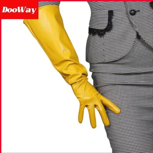 DooWay 20 inch Faux Leather Mittens Gloves Wide Sleeves Cosplay Dress Finger Elbow Long Gloves Opera Club Party Gloves