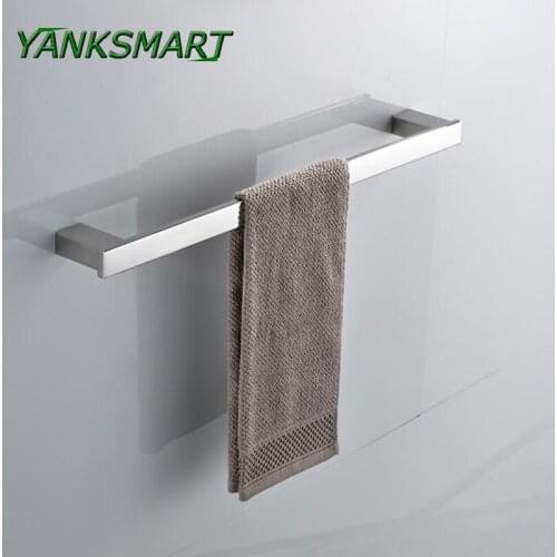 YANKSMART Chrome Finish Swivel Stainless Steel Wall Hanging Bathroom Towel Rail Holder Rack Shelf Single Bar