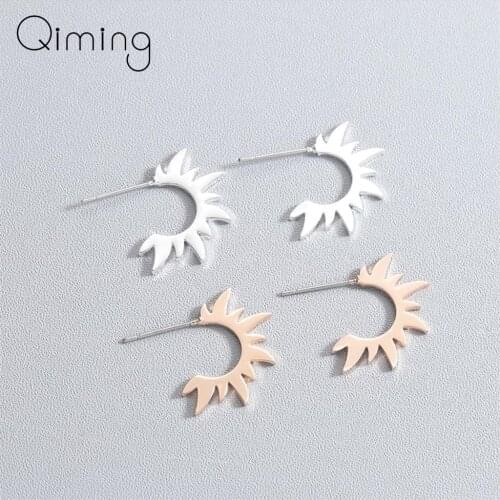 Stainless Steel Gold Womens Earrings Solid Ethnic Arabic Jewelry Tibetan Stud Punk Earrings Female Gift