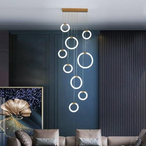 Gold/black Led pendant lights for diningroom Living room villa hotel pendant lamp lustre led Hanging nordic lamp light fixtures