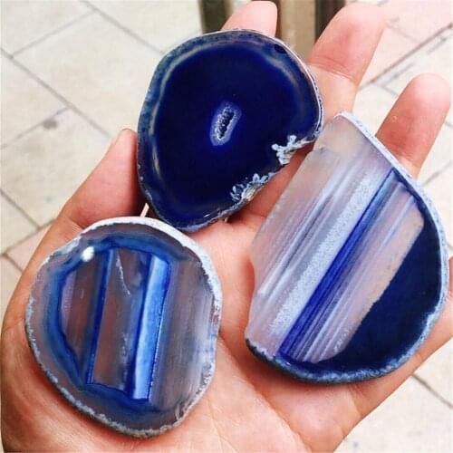 1pcs blue agate piece polishing irregular crystal piece Brazil handle natural quartz pendant mineral home decoration