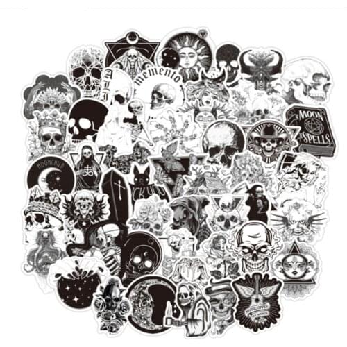 10/30/50PCS New Black Horror Gothic Skull Creative Graffiti Decoration Suitcase Guitar Waterproof Sticker Toy Wholesale