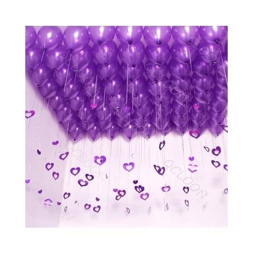 100pcs Heart Laser Sequined Rain Balloon Pendant And 100pcs 1.5g Latex Balloon Romantic Wedding Room Birthday Party Decoration