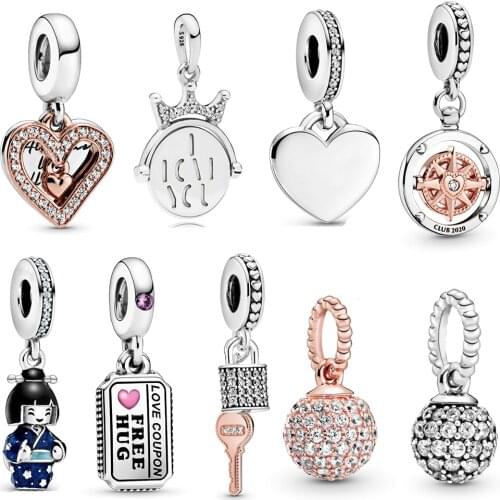 2020 Chinese New Year, Valentines Day Rose Pave Ball, Padlock And Key, Compass Pendant Diy Jewelry Birthday Gift