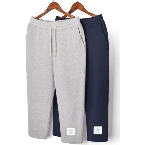 2021 Fashion TB THOM Brand Sweatpants Men Cotton Casual Sports Trousers Hip-hop Calf-Length Pants Solid Slim Jogger Track Pants