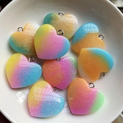 25mm*22mm irregular gradient heart shape flat back Rhinestone DIY treasure made resin handicraft hair clip pendant accessories