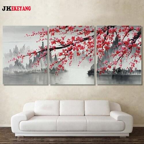 3pcs 5D Diy round/square diamond painting Plum blossom flower Diamond Mosaic Embroidery cross stitch Y4152