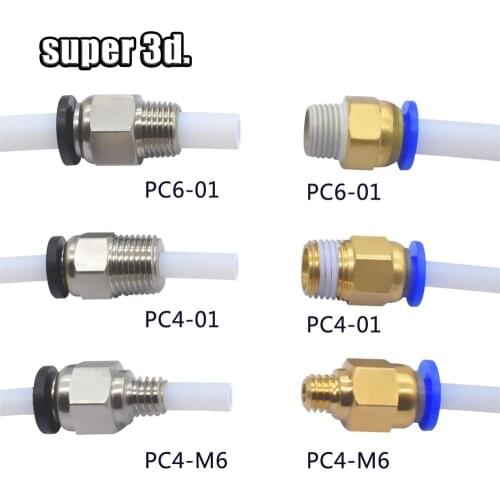 5pcs/lot Pneumatic Connectors For 3D Printers Parts Black/Blue Quick Jointer Feeding 1.75/3.0mm Filament Pipe Push Part