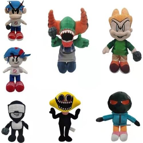 7pcs 26cm Friday Night Funkin Plush Toys Cartoon Spooky Month Skid&Pump Soft Stuffed Plushie Toy Doll for Kids Halloween Gifts