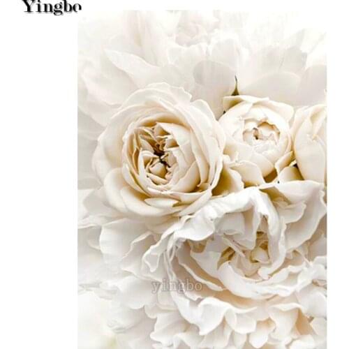5D Diamond Painting Peony White Flower Full Square Drill Home Decoration Embroidery Sale Full Square Drill Rose Garden Decor New