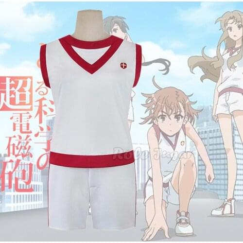 Anime A Certain Scientific Railgun Costumes Cosplay Toaru Kagaku no Railgun Misaka Mikoto Shirt Shorts Sport Suit Sportwear