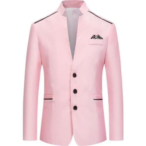 Large size blazers mens slim fit suit black solid color all-match clothes sobretudo masculino costume homme mariage الحلل pink
