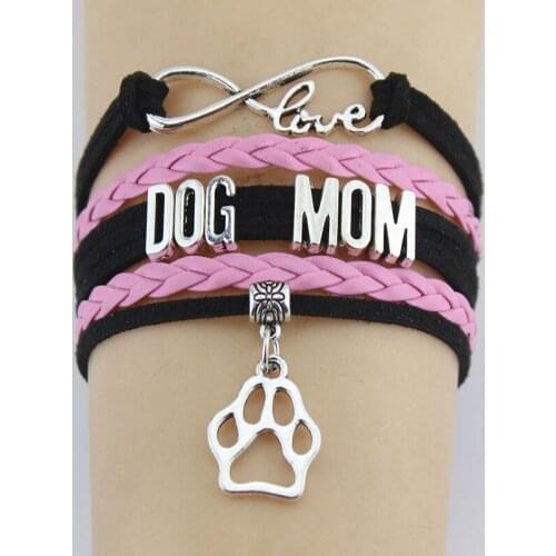 10PC/lot Infinity Love Dog Mom Paw Charm Wrap Bracelets Dogs Paw Print Charms Animal Bracelet Gift Women & Men Bracelets Jewelry
