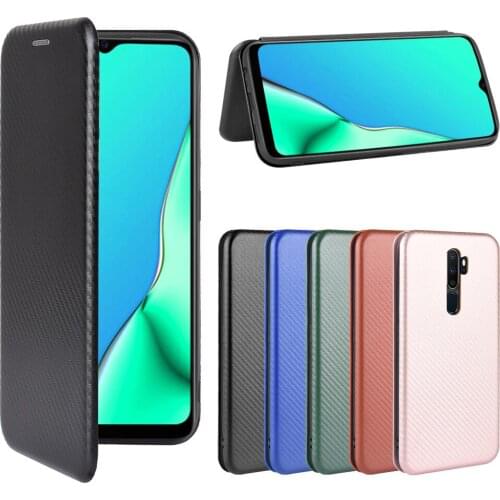 For OPPO A9 2020 Case Luxury Flip Carbon Fiber Skin Magnetic Adsorption Case For Oppo A5 2020 A 9 A 5 Protective Phone Bags