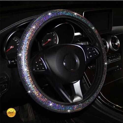 Bling Car Steering Wheel Cover Pu Leather Easy Install Vehicle Auto Steering-wheel Case Universal Car Decoration Accessories