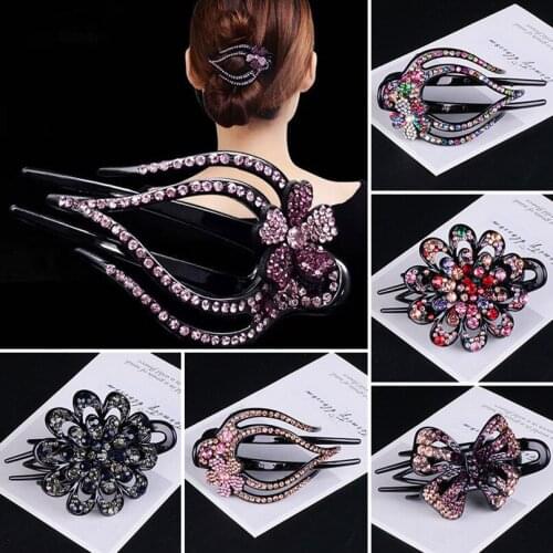 Black Luxury Hair Claws Clip for Women Barrettes with Stones Hairpins Female Hair Accessories Girls Hair Clip Clamp