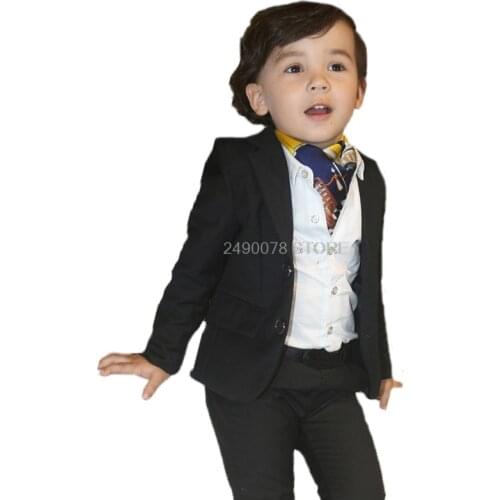 2020 Kids Wedding Suit Japan Flower Boys Jacket+Pants 2Pcs Formal Tuxedos Kids Host Dance Performance Party Dress Costume