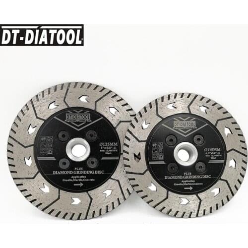 DT-DIATOOL 2pcs Dia 115mm+125mm Wet Dry Dual Diamond Cutting Disc Grindng Wheel Saw Blades with 5/8-11 thread for Granite Marble