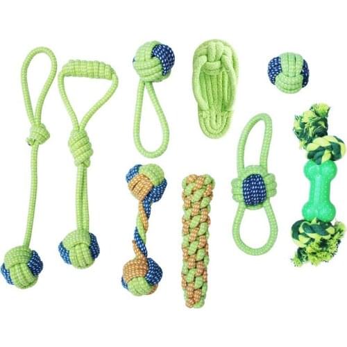 Pet Cotton Rope Toy SuppliesDog Molar Teeth Cleaner Colorful Dog Bite Rope Combination Set Bite Toys Wearable Interactive