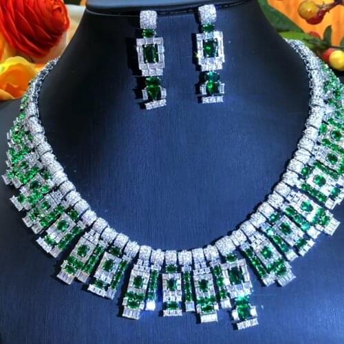 Kellybola Best High Quality Shiny Crystal Full Cubic Zirconia Earrings Necklace Bridal Jewelry Set MOR Wedding Accessories