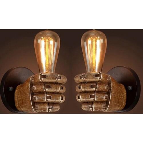 Creative Retro E27 LED Antique Resin Fist Wall Lamp European Style Bar Restaurant Cafe Decorative Wall Light Left And Right Hand