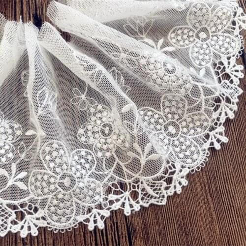Lace Trim 10 yard Ivory Gauze Tulle Mesh Embroidery Ribbon Tapes Fabric Sewing Materials 10.5cm 4.1" wide 309687BM4F56