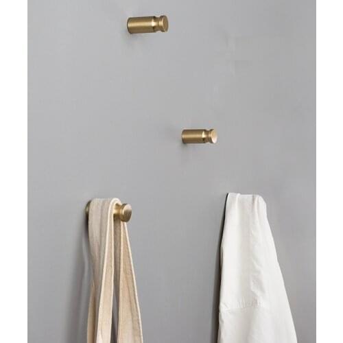 Brass Solid Hooks Wall Door Clothes Coat Hat Hanger Bathroom Rust proof Hook Nordic minimalist brushed gold coat Hook Robe Hook