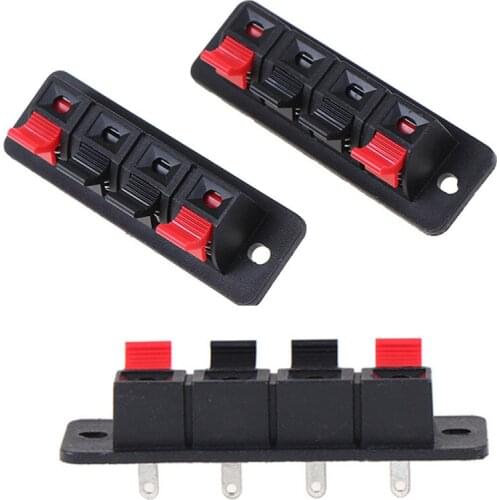 2Pcs Hot Plastic 4 Positions Connectors Terminal Push In Jack Spring Load Audio Speaker Terminals Breadboard Clips