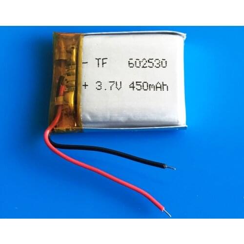 3.7V 450mAh li polymer lithium rechargeable Lipo battery 602530 for MP3 GPS DVD bluetooth DVD recorder headset e-book camera