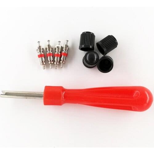 1Set Tire Valve Service Kit 4 Valve Cores 4 Valve Caps 1 Valve Stem Screwdriver Tire Repair Tool for Car Motorcycle Freeshipping