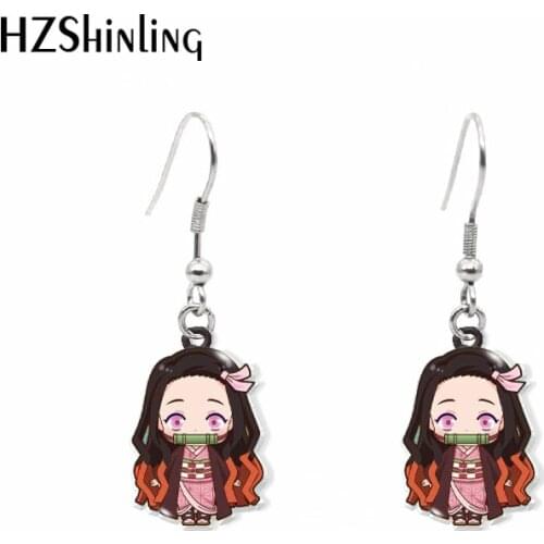 2021 New Demon Slayer Kimetsu no Yaiba Dangle Earring Anime Acrylic Hook Earring Epoxy Jewelry Earrings