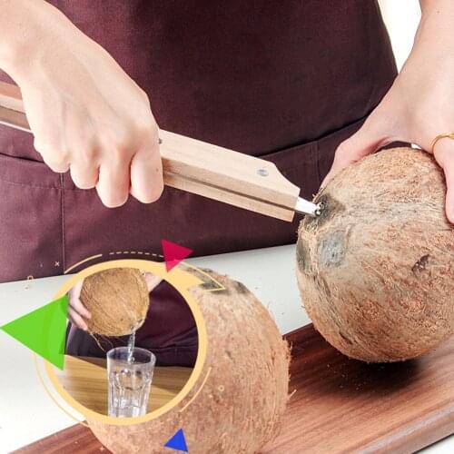 Wooden Handle Creative Coconut Knife 2020 New Double-ended Cutter Coconut Opener Kitchen Gadget Tool With Wooden Handle