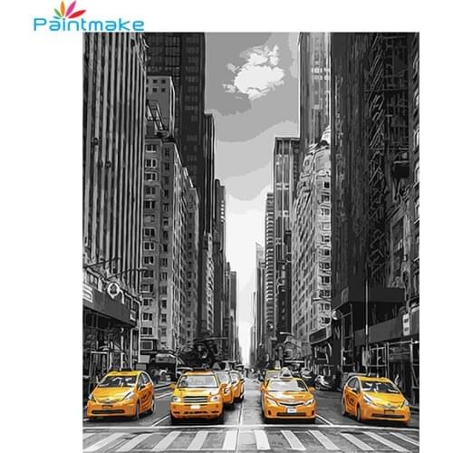 Paintmake Landscape DIY Painting By Numbers car and Tall buildings Oil Hand Painted On Canvas For Home Decor Art GX9386