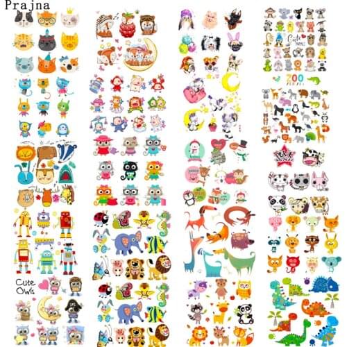 Prajna Cute Cartoon Iron On Transfer Patches Thermal Sticker Small Animal Applique Heat transfer Vinyl Patches For Clothes Kids