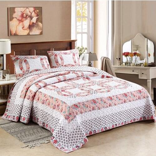 Patchwork Cotton Quilt Set 3PCS Quilted Bedspread Bed cover sheets Pillowcase King Queen Size Summer Coverlet Sets CHAUSUB