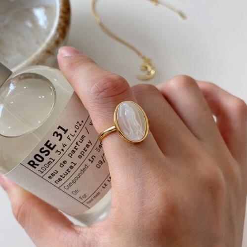 Silvology 925 Sterling Silver Natural Shell Maria Rings Original Oval Creative Cute Designers Rings for Women Festival Jewelry