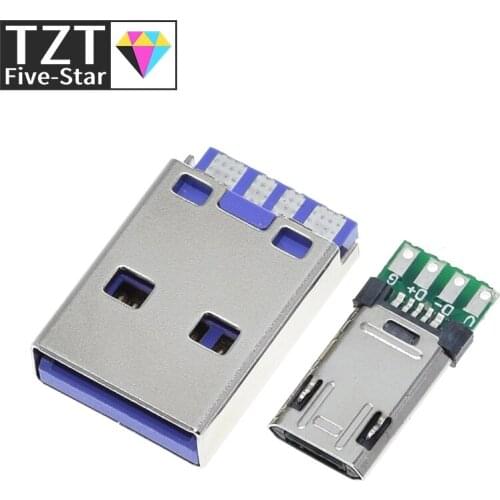 Micro Male Plug With PCB Solder Plate Double-sided Micro 5P Plug Usb Connector+ Type A 3A 4PIN Male USB DIY OTG Data Charge DIY