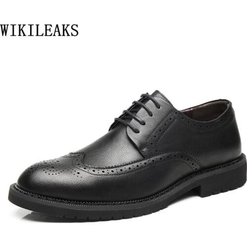 Brogue Shoes Men Wedding Dress Leather Shoes Men Formal Office 2021 Italian Men Dress Shoes Leather Coiffeur Zapatos De Hombre