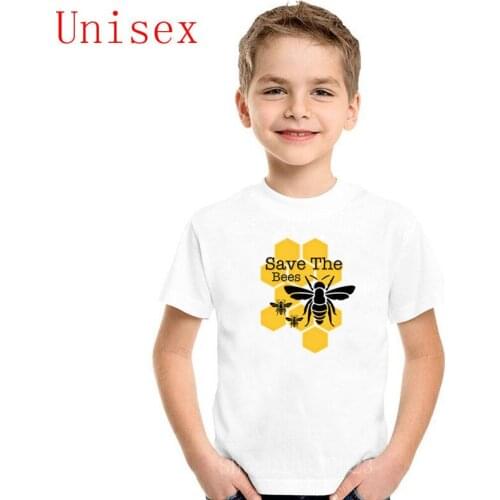 Honeycomb Save The Bees T Shirt Children Tops Boys Clothes 100% cotton Summer kids Tshirt High Quality teen girls clothing